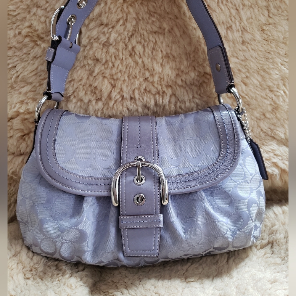 Coach F15203 Vintage Lavender Soho Signature C & Patent Leather Tote